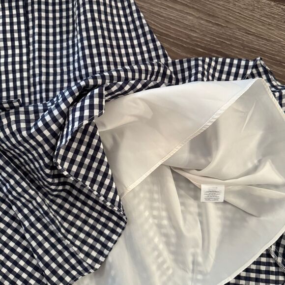 J. Crew Navy Whitw Gingham Belted Midi Dress - Picture 10 of 11